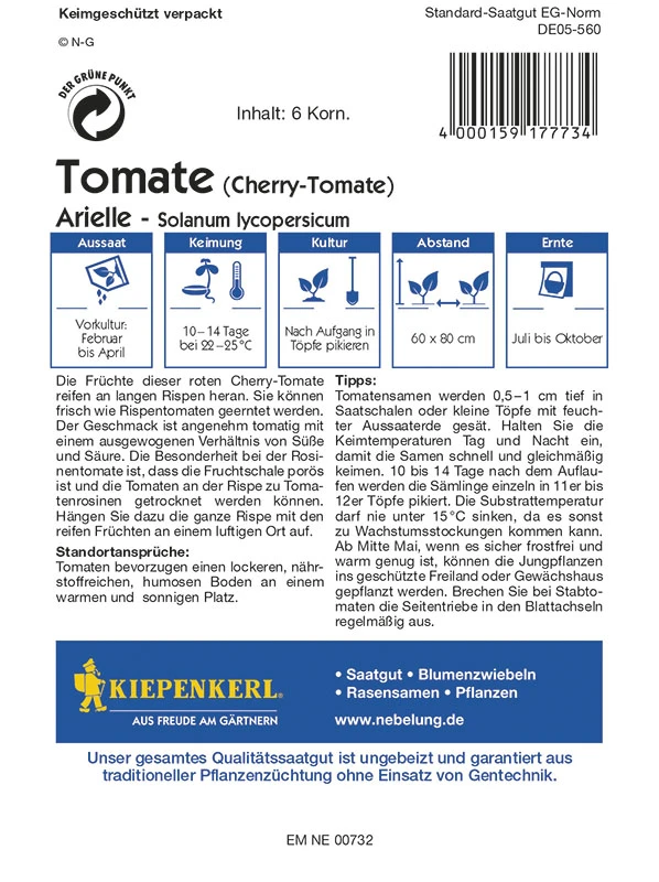 Rosinentomate Arielle | Tomatensamen Von Kiepenkerl 1 Rosinentomate Arielle | Tomatensamen Von Kiepenkerl