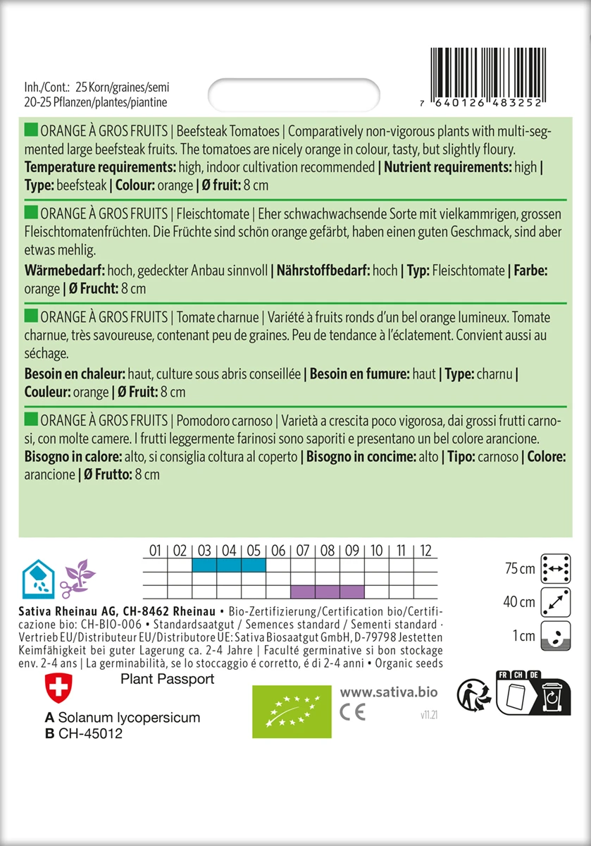 Fleischtomate Orange À Gros Fruits | BIO Fleischtomatensamen Von Sativa Rheinau 1 Fleischtomate Orange À Gros Fruits | BIO Fleischtomatensamen Von Sativa Rheinau