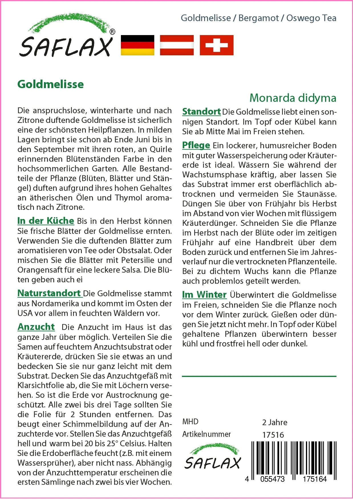 Goldmelisse | Melissensamen Von Saflax 2 Goldmelisse | Melissensamen Von Saflax – Bild 2