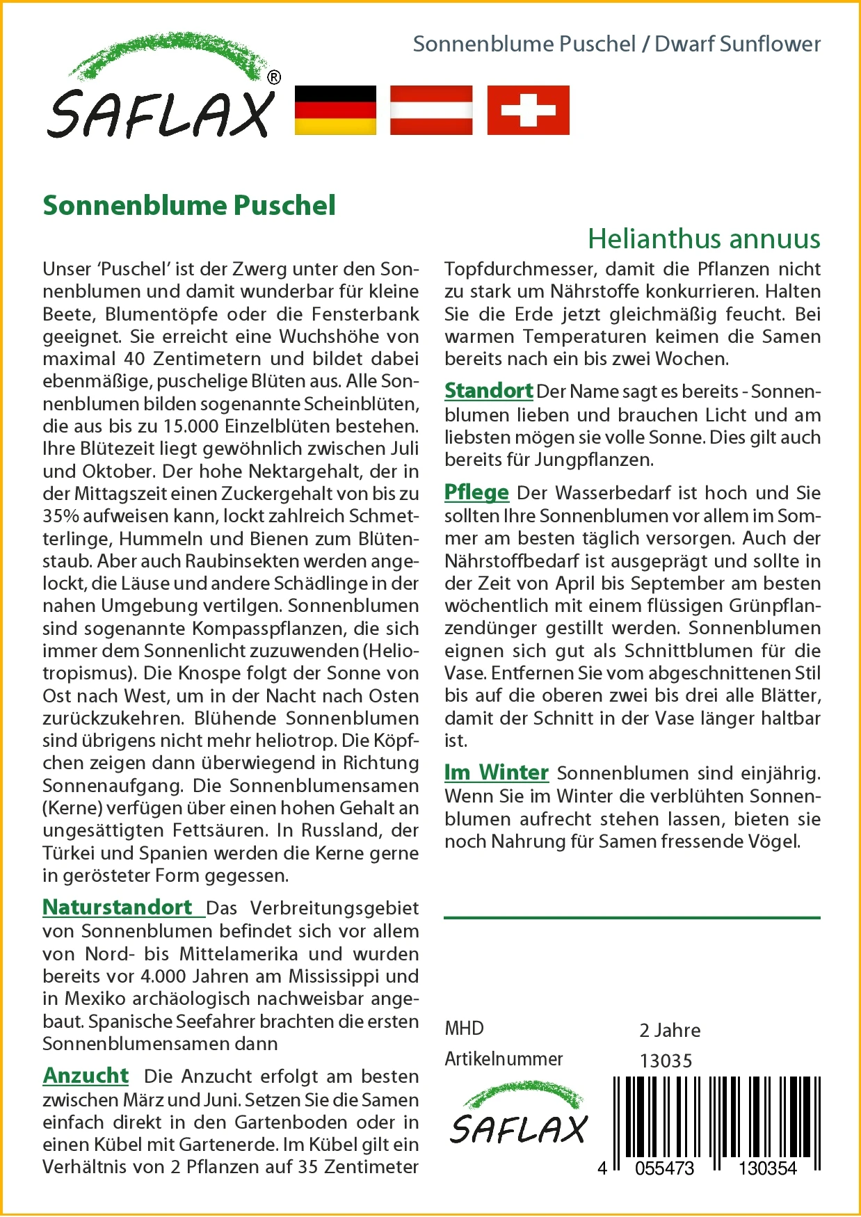 Sonnenblume Puschel | Sonnenblumensamen Von Saflax 1 Sonnenblume Puschel | Sonnenblumensamen Von Saflax