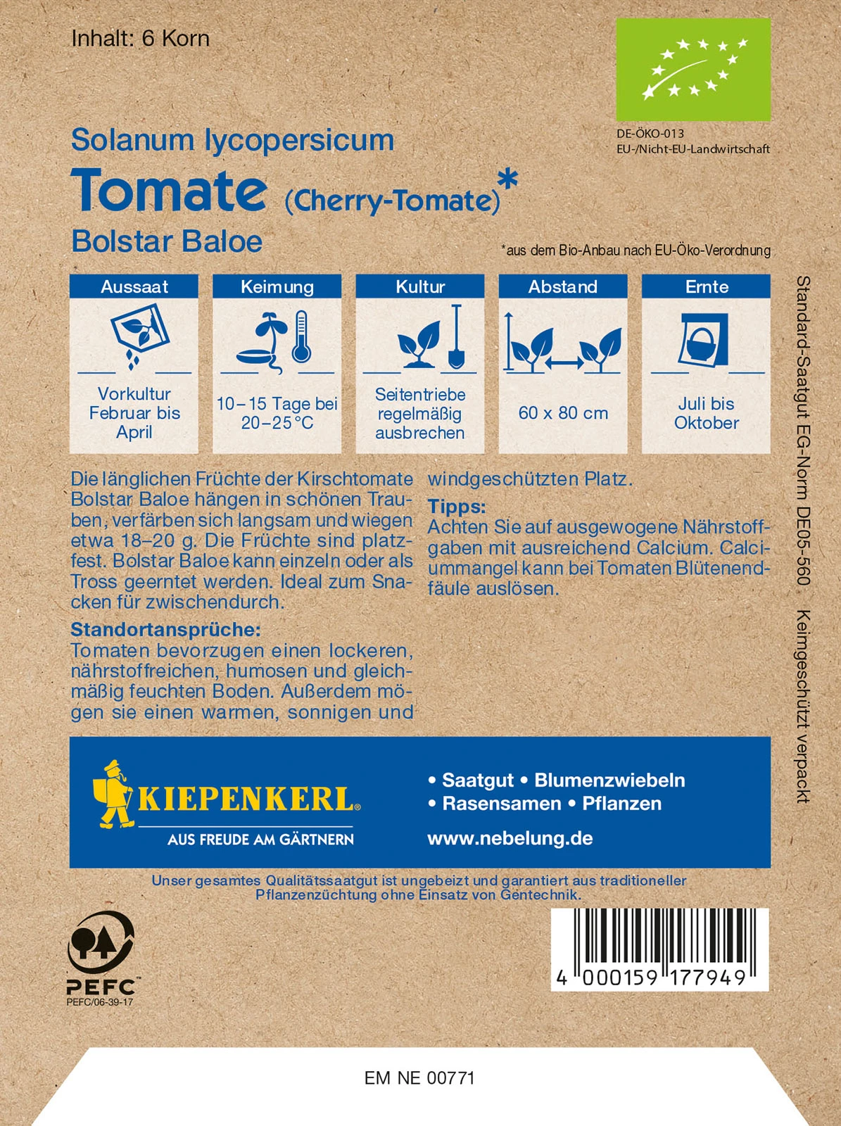 BIO Cherry - Tomate Bolstar Baloe | Kirschtomatensamen Von Kiepenkerl 2 BIO Cherry - Tomate Bolstar Baloe | Kirschtomatensamen Von Kiepenkerl – Bild 2