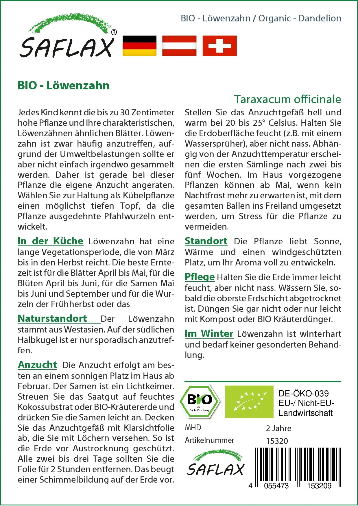 Löwenzahn | BIO Löwenzahnsamen Von Saflax 1 Löwenzahn | BIO Löwenzahnsamen Von Saflax