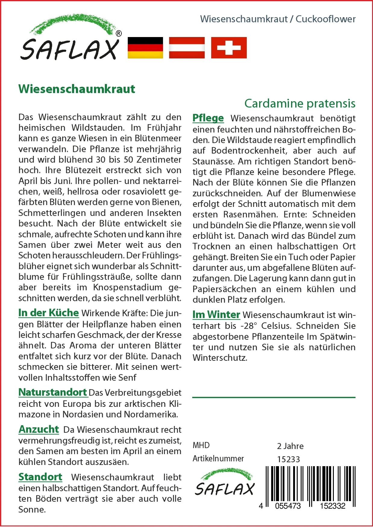 Wiesenschaumkraut | Wildblumensamen Von Saflax 2 Wiesenschaumkraut | Wildblumensamen Von Saflax – Bild 2