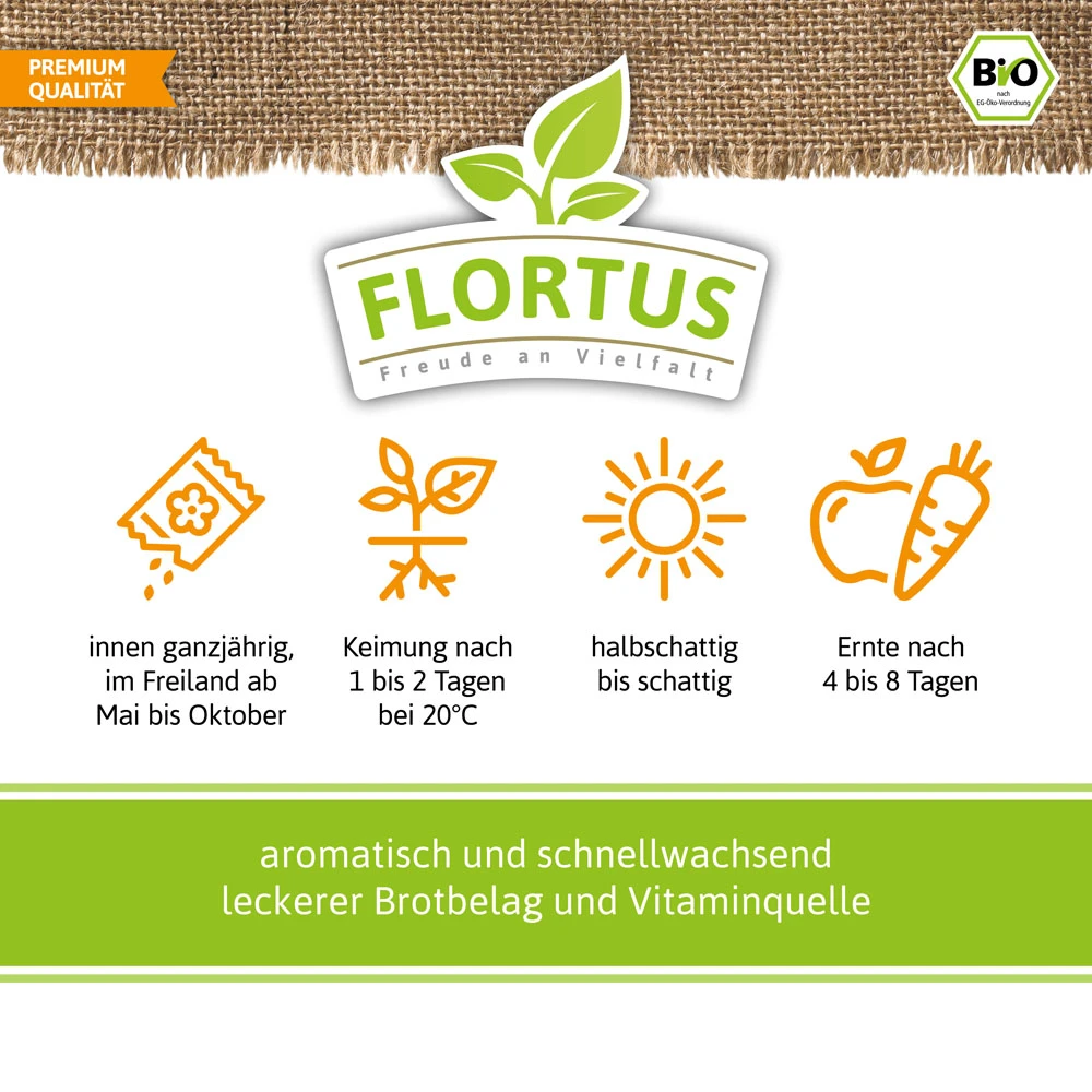 Bio-Kresse (900 G) | Bio-Kressesamen Von Flortus 2 Bio-Kresse (900 G) | Bio-Kressesamen Von Flortus – Bild 2