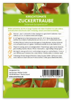 Kirschtomate Zuckertraube (100 Stück) | Kirschtomatensamen Von FLORTUS -Günstiges Garten Wege Geschäft 549864 Kirschtomate Zuckertraube 100 Stueck 2000 0481 100x 2
