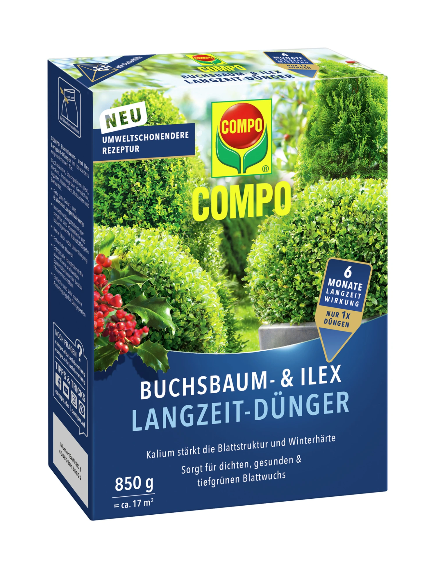 Buchsbaum- Und Ilex Langzeit-Dünger (850 G) | Dünger Von COMPO 1 Buchsbaum- Und Ilex Langzeit-Dünger (850 G) | Dünger Von COMPO